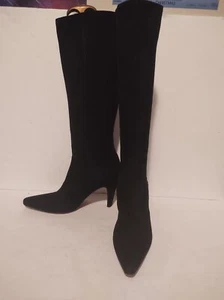 Turpin Boots Women's Tall Black Suede Zippered Heels -  39 - Picture 1 of 8