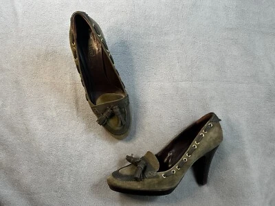 Max Mara Mujer Zapatos Bombas 40 Gamuza Cuero 4” Tacones de aguja Damas Plataforma Foto 1 de 4