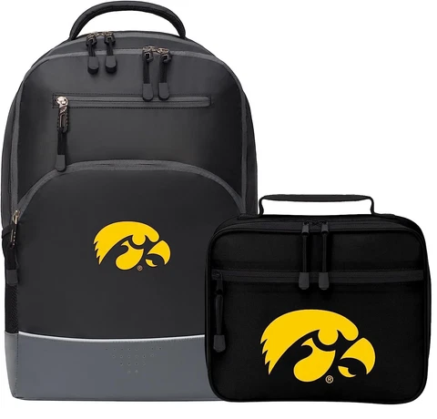 Collegiate Backpack and Lunch/Toiletry Tote Bag Combo (Iowa Hawkeyes) Cover