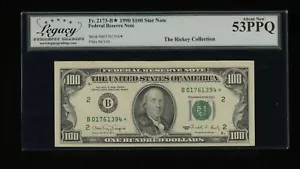 DBR 1990 $100 FRN STAR New York Fr. 2173-B* Legacy 53 PPQ Serial B01761394* - Picture 1 of 2