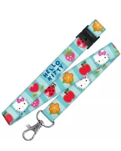 Hello Kitty Blue Patchwork LANYARD BREAKAWAY Authentic SANRIO New - Picture 1 of 2