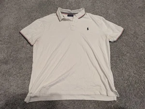 Polo Ralph Lauren Polo Shirt Mens XL White Ringer Sleeve Red Blue Trim - Picture 1 of 8