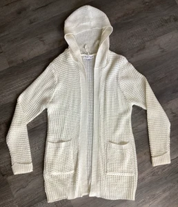 Caren Sport Waffle Weave Open Front Cardigan Hooded Pockets Cotten Blend Size 2x - Picture 1 of 10