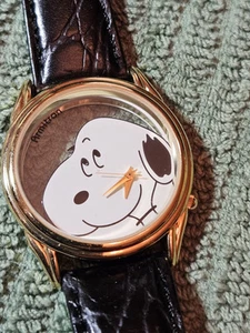 Peanuts Armitron Wrist Watch - Snoopy Analog - Leather Band 35mm - Picture 1 of 9