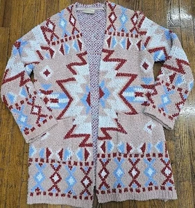 Savanna Jane Aztec Tribal Southwestern Knit Cardigan Sweater Western Large - Picture 1 of 4