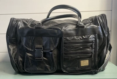 Bolso de mano vintage Pioneer Express de cuero genuino negro edición muy rara Foto 1 de 4