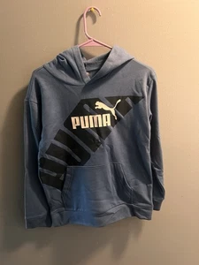Youth Large Puma Kids Hoodie with Logo Graphic in Blue - Picture 1 of 5