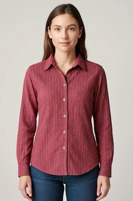 Camisa Columbia Borgoña Rayas Abotonadas Para Mujer’s M – Tribal Azteca Occidental Foto 1 de 4