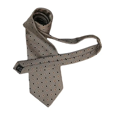 Corbata Valerio Garati 100 % seda clásica dorada/con cuadrados geométricos 58" L Foto 1 de 4