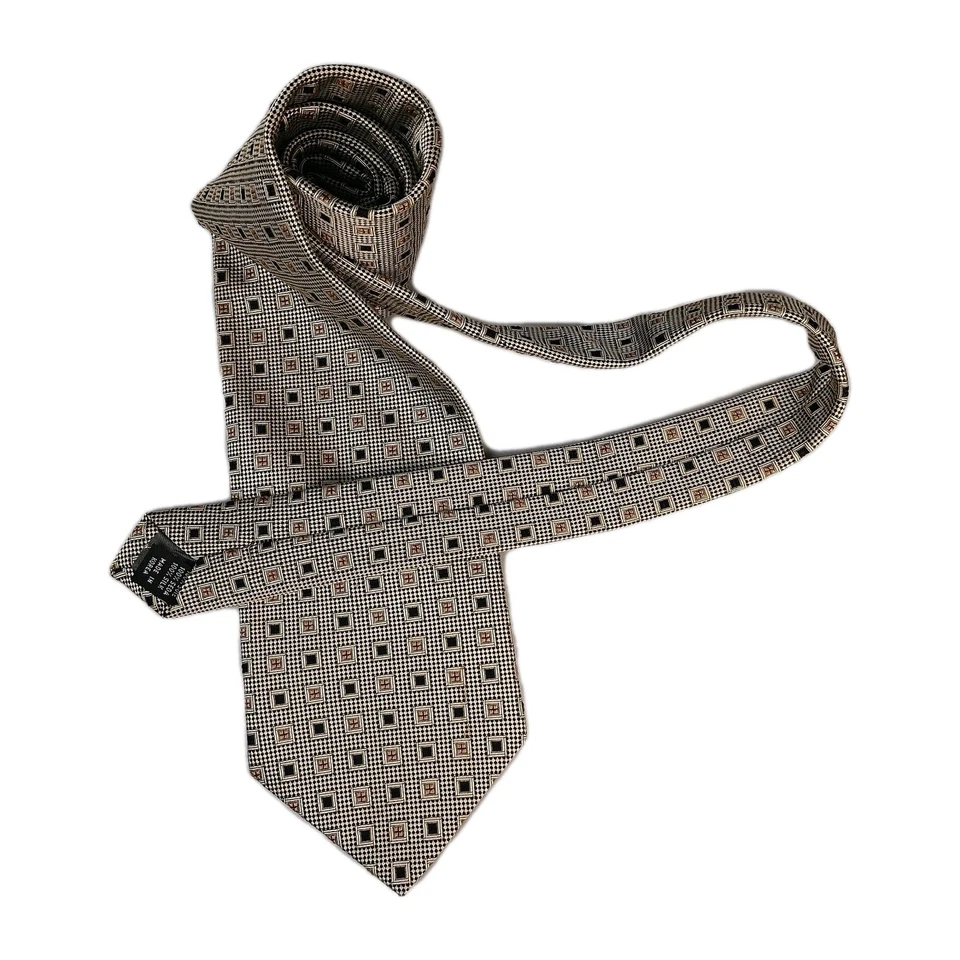 Corbata Valerio Garati 100 % seda clásica dorada/con cuadrados geométricos 58" L Foto 1 de 4