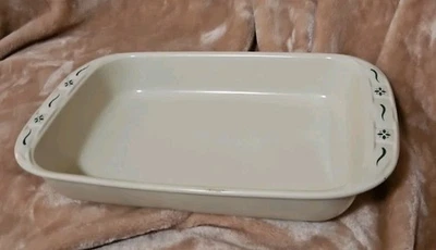 Plato para hornear Longaberger Woven Traditions Heritage verde 9 1/2" x 15 3/4" Foto 1 de 4