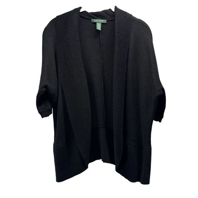 Cárdigan suéter para mujer Lauren Ralph Lauren talla XL negro liso manga 3/4 tejido Foto 1 de 4