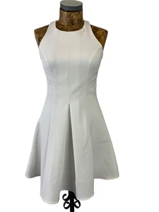 RIVER ISLAND SLEEVELESS DRESS 6 WHITE Fit & Flare Pleated Short Stretchy Mini - Picture 1 of 15