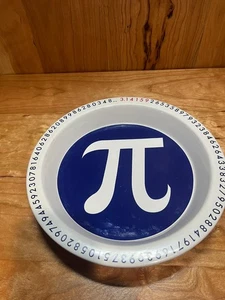Pi Serving Plate 10.5” Math Geek Decor Dessert Tray 3.14159 Digits Blue White - Picture 1 of 3