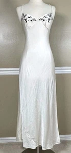 Victoria's Secret Silk Long Nightgown Medium Cream Ivory Embroidered Sheer Back - Picture 1 of 17