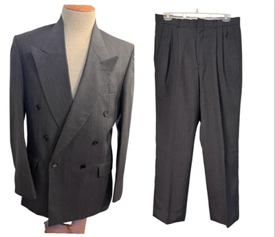 Raffinati Double Breasted Suit 2-Pcs Pleated Pants Gray Sz. 38 Blzr - Image 1 of 4