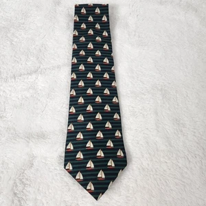 TOMMY HILFIGER Tie Silk Sailing T/H Green & Blue Men's Necktie 57" x 4" USA - Picture 1 of 10