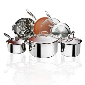 10-Piece Stainless Steel Ti-Cerama Non-Stick Premium Cookware Set with Lids - Picture 1 of 7