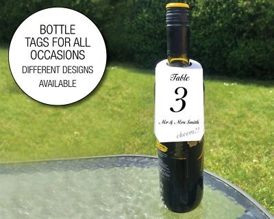 Mesa de boda personalizada número de botella etiquetas superiores se adapta a botella de vino estándar 41 Foto 1 de 4