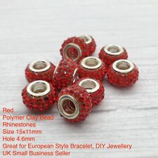Crystal Rhinestone Beads Large Hole European Charm Bracelets Silver Core Jewelry
