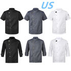 US Men Women Chef Coat Chef Shirt Kitchen Restaurant Work Uniform Tops Jacket