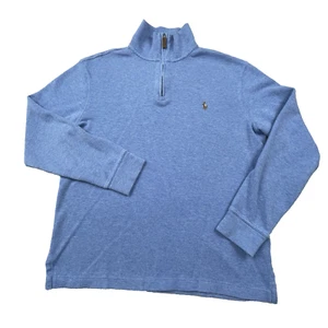 Polo Ralph Lauren Estate Rib Womens Sweater S Blue Cotton Pullover Quarter Zip - Picture 1 of 19
