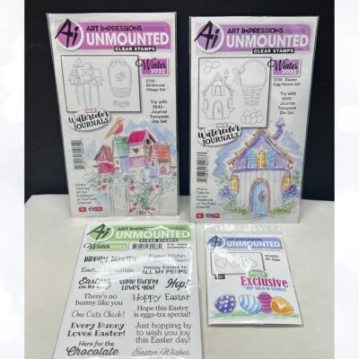 Художественные впечатления ПАСХАЛЬНОЕ ЯЙЦО ДОМ скворечник весна резиновые штампы лот из 4 - Изображение 1 из 4