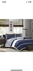 Mi Zone Stripe Super Soft Microfiber Duvet Cover 4 Piece Set In Bag King NEW - Picture 1 of 13