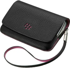 BlackBerry Torch 9800 Leather Folio Case Black with Pink ACC-32839-201 - Picture 1 of 3