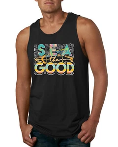 Camiseta sin mangas Sea The Good tabla de surf Sun Rise Good Vibes naturaleza para hombre - Imagen 1 de 9