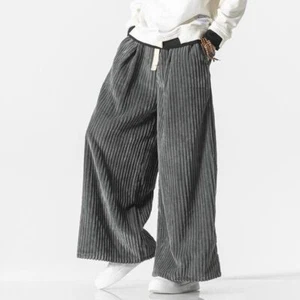 Men Corduroy Baggy Pants Loose Casual Elastic Waisted Wide Legs Trousers New @ - Picture 1 of 16