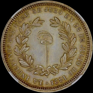 "FEINSTE & EINZIGE"" @ PCGS & NGC MS62 PERU UNABHÄNGIGKEITSMEDAILLE 4 ECHTE TONETE FREIHEIT" - Bild 1 von 9