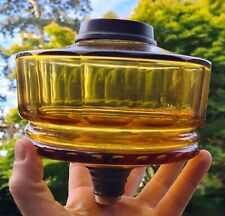 Original Victorian Amber Gold Facet Cut Glass Oil Lamp Font 6.25" / 15.875cm