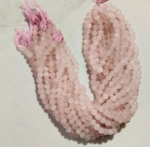 AAA Natural Rose Quatz Ball Shape Plain Beads 6/9 MM 13" Inch jewelry Making - Picture 1 of 3
