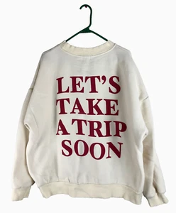 YLLW Sweatshirt Let's Take a Trip Soon Red Letters Off White Gr. XL Oversize Schön - Bild 1 von 5