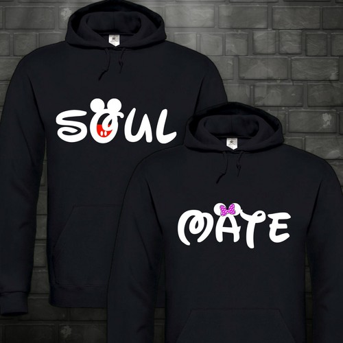 VALENTINO Felpa con cappuccio Soul Mate maglione partner coppia Valentine nera taglie XXS 5XL