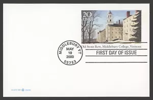 2000 US Scott# UX316 20c Middlebury College Postal Card, FDC - Picture 1 of 1