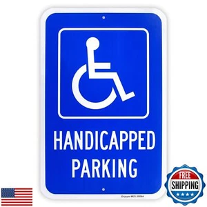 Large Handicap Parking Sign, Handicapped Sign, 18"x 12" .040 Aluminum Reflect - Picture 1 of 5