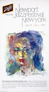 Bllie Holiday Lady Day Leroy Neiman NewPort Jazz Festival Nueva York 1979 Pequeño 12x22 - Imagen 1 de 1