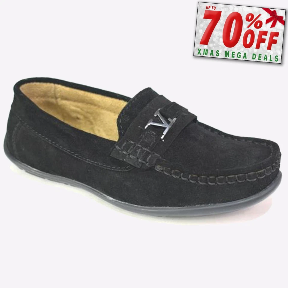 Malin Matt Junior Boys Designer Fashion Dress Formal Slip-On Shoes Loafers Black