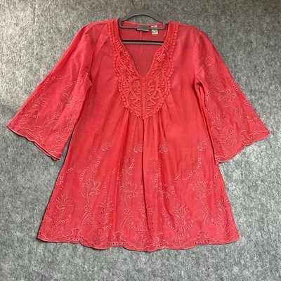 Camisa Top Chicos Mujer 0 Pequeña Coral Bordada Mezcla Seda Cápsula Cottage Boho Foto 1 de 4