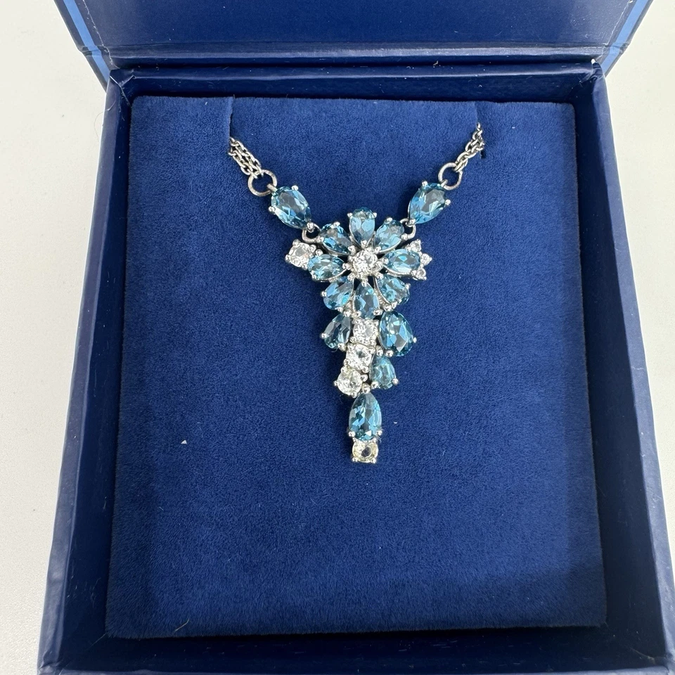 Collar de topacio azul y blanco Londres enchapado en platino de plata de ley 5,29 ctw JTV Foto 1 de 1