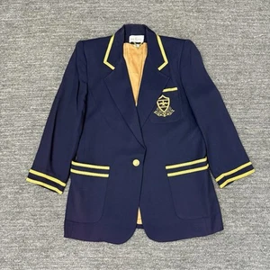Vintage The Icing Jacket Women XS Blue Gold Blazer Oversized Crest Old Money 90s - Picture 1 of 14