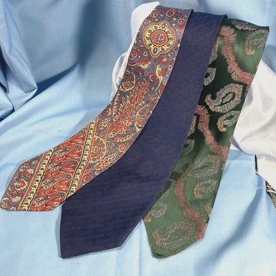 Vintage, 1960's? + Men's Ties , 4" x 54-58", Synthetic, Set of 3 - Image 1 of 4