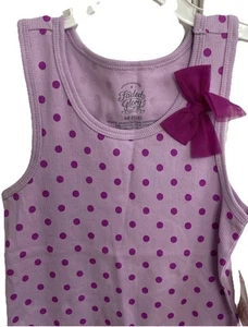 Girl's Faded Glory Purple Polka Dot Ribbed Tank Top Size 7-8 M Bow Accent NWT - Picture 1 of 8