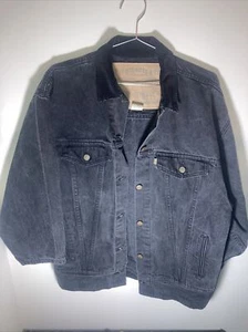 Vintage 80s/90s Levi’s Black Denim M Jacket USA Made Womens RARE STYLE Brown TAB - Picture 1 of 10