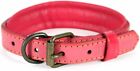Logical Leather Deluxe Padded Genuine Full Grain Leather Collar (Small, Pink)