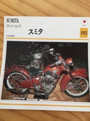 SUMITA 200 CM3 Tipo 2C 1952 Tarjeta Moto Colección Atlas Japón - Imagen 1 de 2