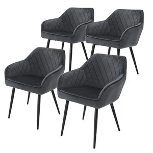 Juego de 4 sillas de comedor sillas de terciopelo sillas de salón silla acolchada antracita - Imagen 1 de 6