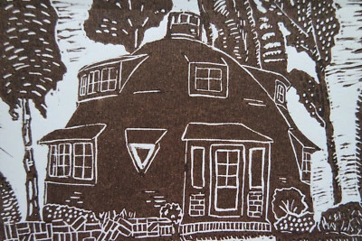 Linolschnitt „Käseglocke von Bruno Taut, Worpswede“, signiert T. Ehmke, original - Bild 1 von 4